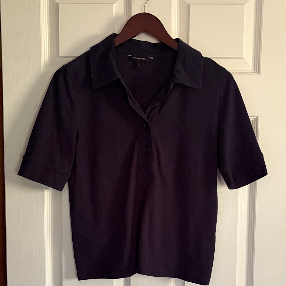 Navy Elbow Sleeve Polo Shirt